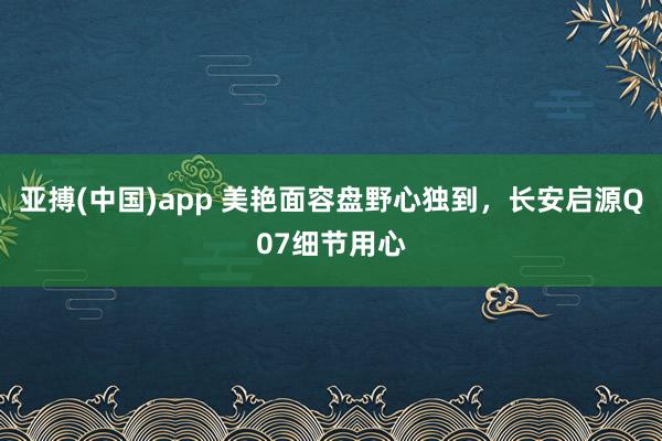 亚搏(中国)app 美艳面容盘野心独到，长安启源Q07细节用心