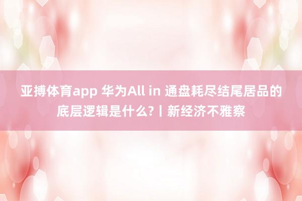 亚搏体育app 华为All in 通盘耗尽结尾居品的底层逻辑是什么?丨新经济不雅察