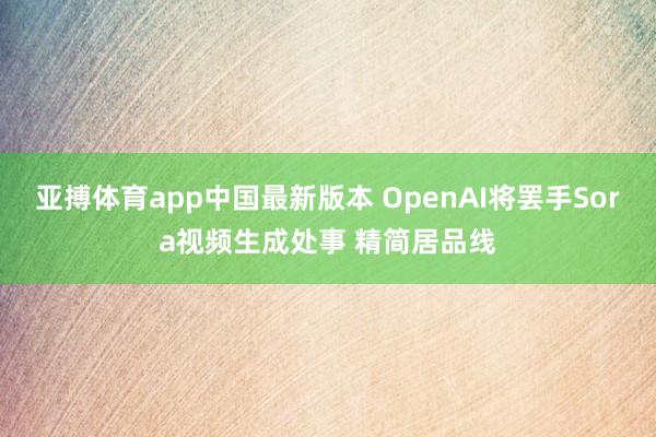 亚搏体育app中国最新版本 OpenAI将罢手Sora视频生成处事 精简居品线