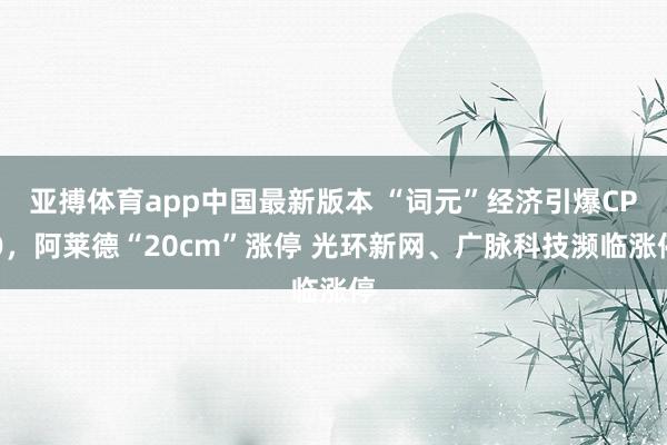 亚搏体育app中国最新版本 “词元”经济引爆CPO，阿莱德“20cm”涨停 光环新网、广脉科技濒临涨停