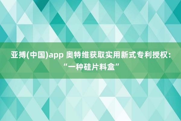 亚搏(中国)app 奥特维获取实用新式专利授权：“一种硅片料盒”