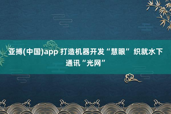 亚搏(中国)app 打造机器开发“慧眼” 织就水下通讯“光网”