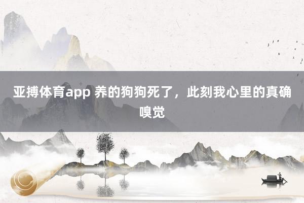 亚搏体育app 养的狗狗死了，此刻我心里的真确嗅觉