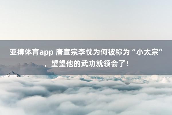 亚搏体育app 唐宣宗李忱为何被称为“小太宗”，望望他的武功就领会了！